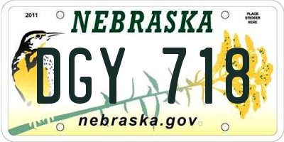 NE license plate DGY718