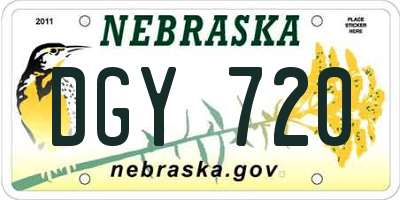 NE license plate DGY720