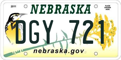 NE license plate DGY721