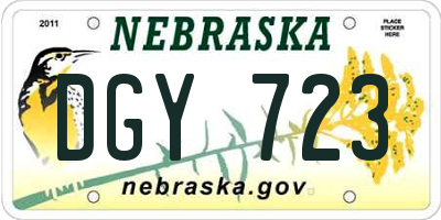 NE license plate DGY723