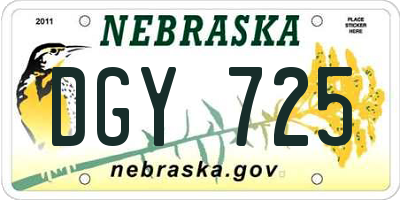 NE license plate DGY725