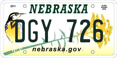 NE license plate DGY726