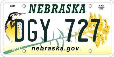 NE license plate DGY727