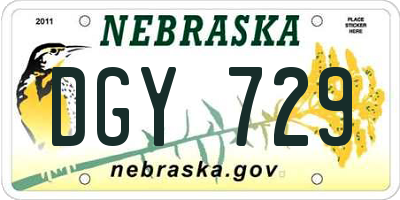 NE license plate DGY729