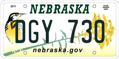 NE license plate DGY730