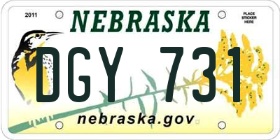 NE license plate DGY731