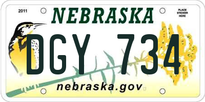 NE license plate DGY734