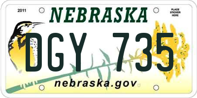 NE license plate DGY735
