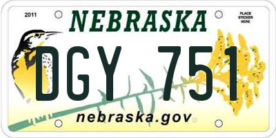 NE license plate DGY751