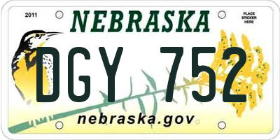 NE license plate DGY752
