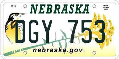 NE license plate DGY753