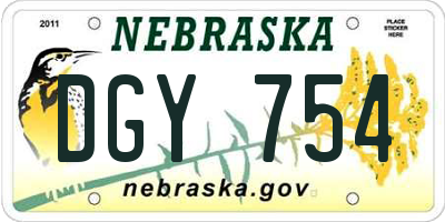 NE license plate DGY754