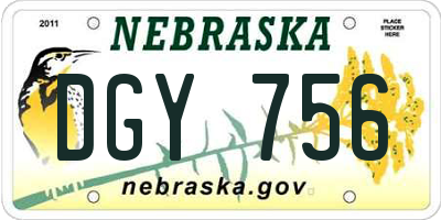 NE license plate DGY756