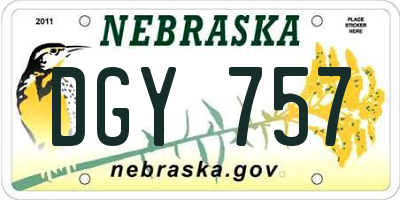 NE license plate DGY757