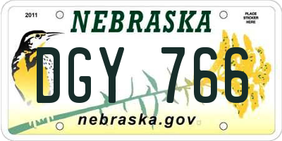 NE license plate DGY766