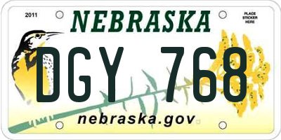NE license plate DGY768