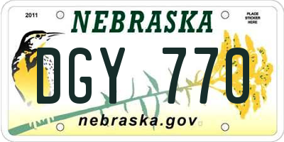 NE license plate DGY770