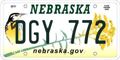 NE license plate DGY772