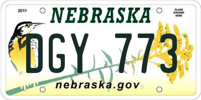 NE license plate DGY773