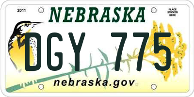 NE license plate DGY775