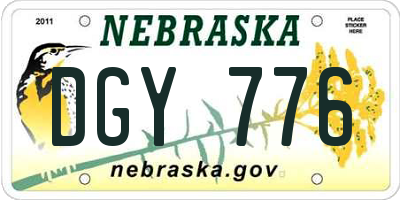 NE license plate DGY776