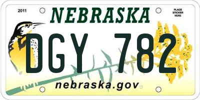 NE license plate DGY782