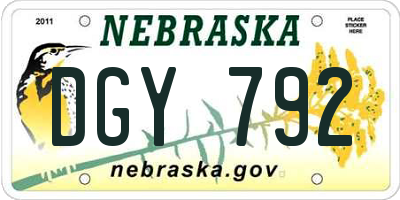 NE license plate DGY792