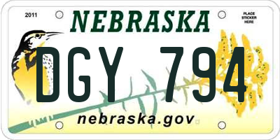 NE license plate DGY794