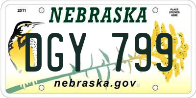 NE license plate DGY799
