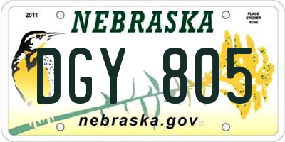 NE license plate DGY805
