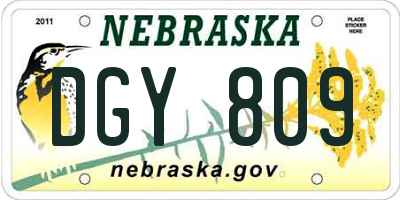 NE license plate DGY809
