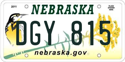 NE license plate DGY815