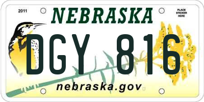 NE license plate DGY816