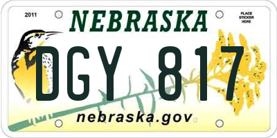 NE license plate DGY817