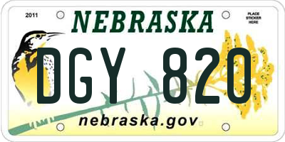 NE license plate DGY820