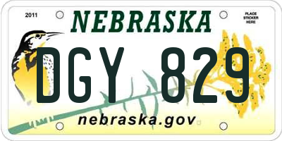 NE license plate DGY829