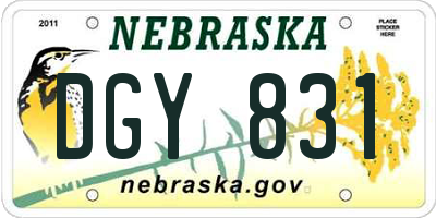 NE license plate DGY831