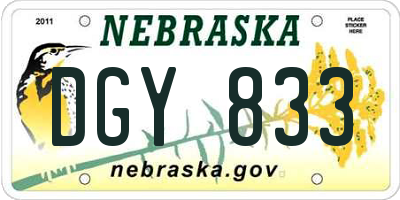 NE license plate DGY833