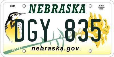 NE license plate DGY835