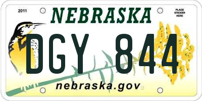 NE license plate DGY844