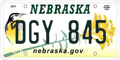 NE license plate DGY845
