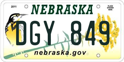 NE license plate DGY849
