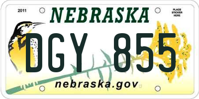 NE license plate DGY855