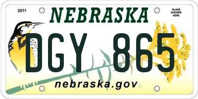 NE license plate DGY865