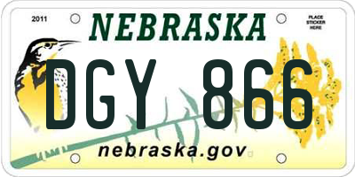 NE license plate DGY866