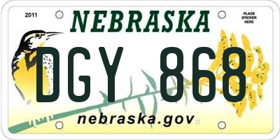 NE license plate DGY868