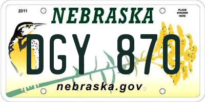 NE license plate DGY870