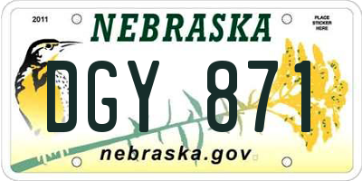 NE license plate DGY871