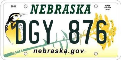 NE license plate DGY876
