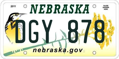 NE license plate DGY878